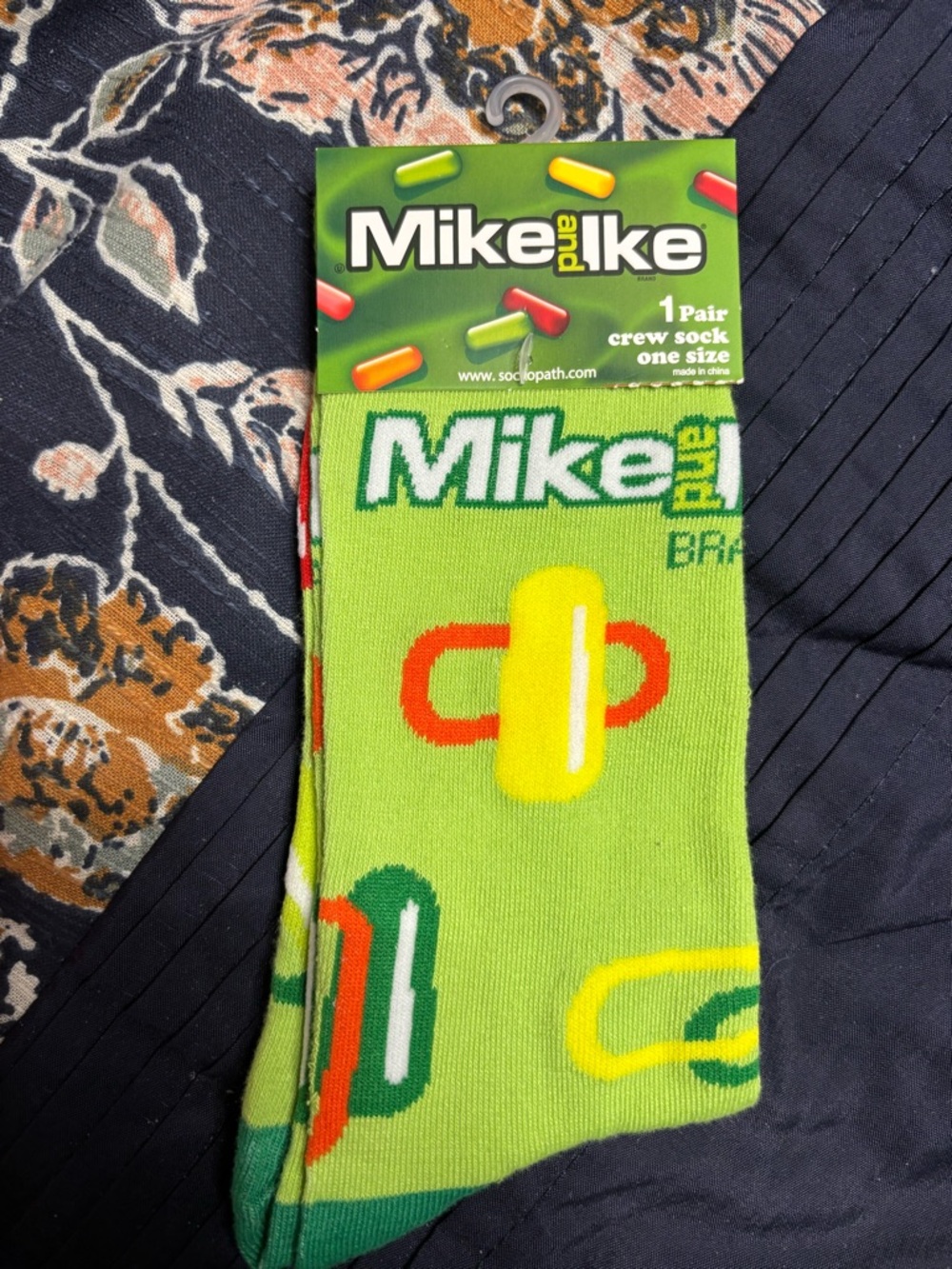 Bright Green Crew Socks - Novelty Candy Design